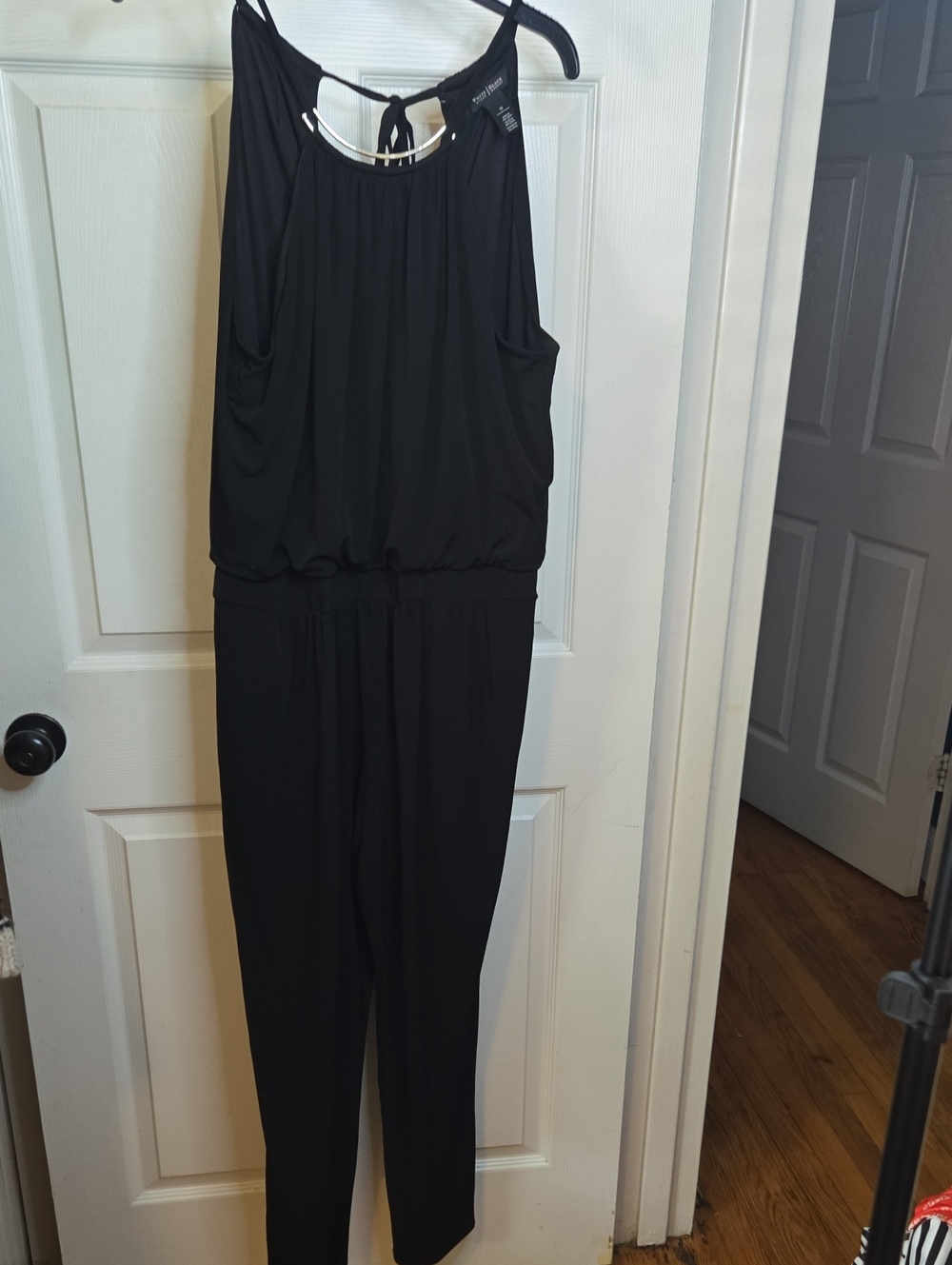 White House Black Market Black Sleeveless Tie-Back Jumpsuit